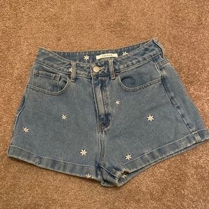 PacSun Denim Floral Mom Shorts